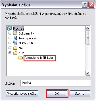 Vytvořte novou složku do které galerii HTML uložíte