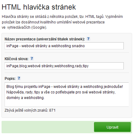 HTML hlavička 