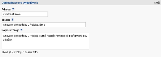 Optimalizace do vyhledávače